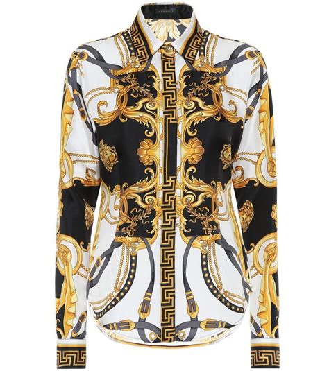 camicia di seta versace|Camicia in seta Wild Barocco Illusion .